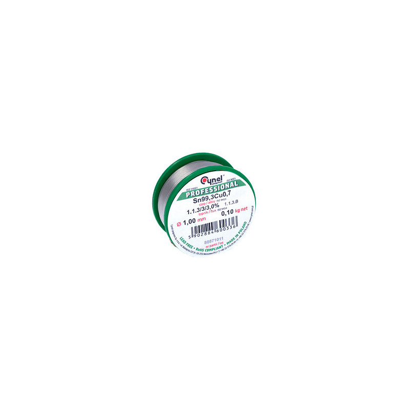 CYNEL Fundente 100gr Estaño Sn99Cu1 1mm (Libre de plomo)