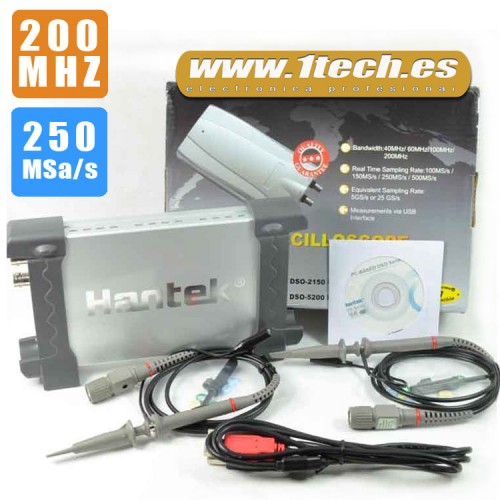 Hantek 6212BE Osciloscopio USB 200 Mhz