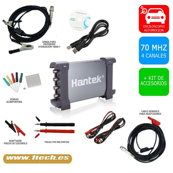 Hantek 6074BE Osciloscopio para automoción 70MHZ - Kit básico