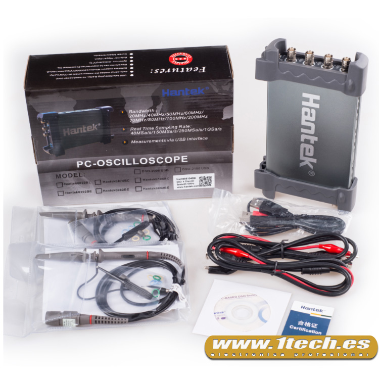 Hantek 6074BC osciloscopio USB 4 canales - www.1tech.es