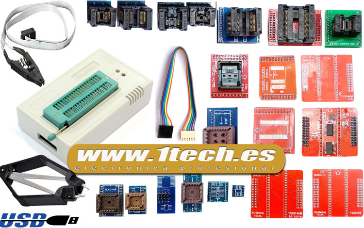 Programador TL866IIPLUS con ICSP y 24 adaptadores