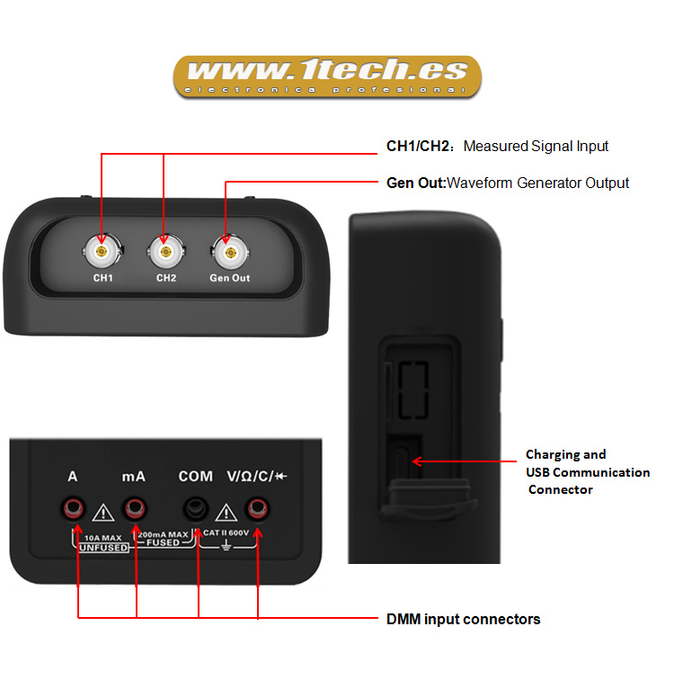 Mini Osciloscopio portatil Hantek 2D72