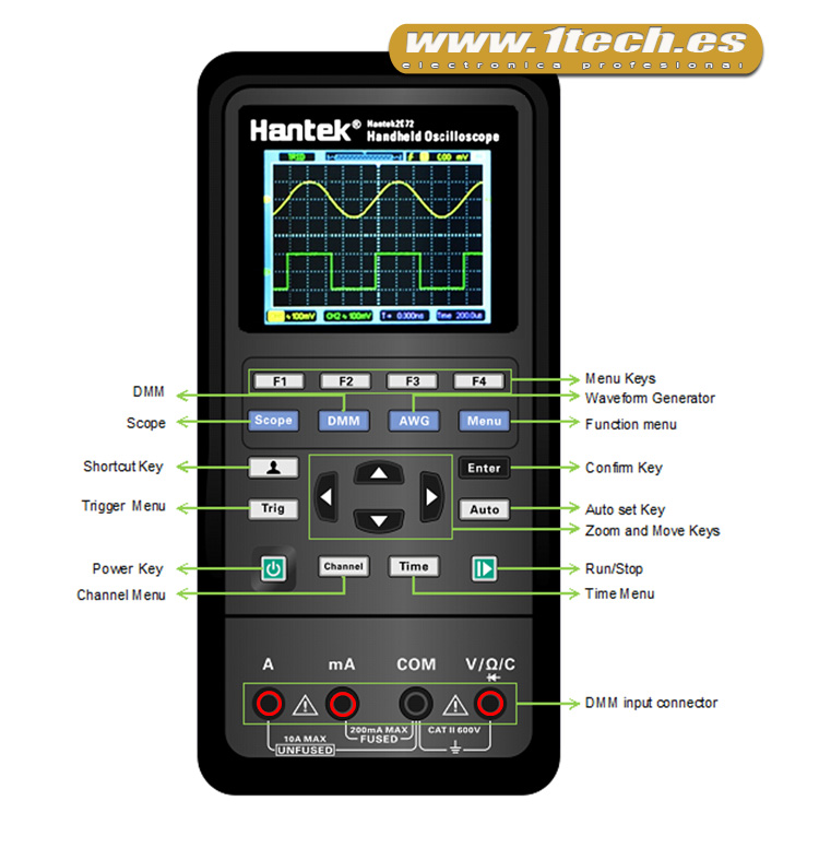 Mini Osciloscopio portatil Hantek 2D72